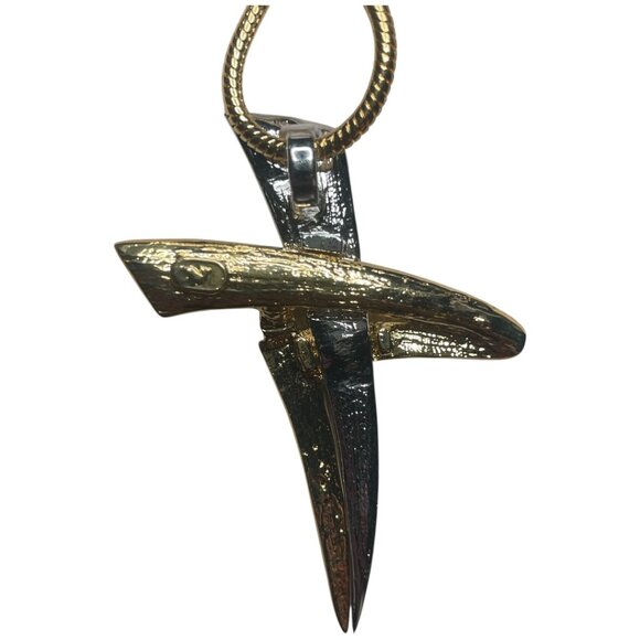 Vintage Goldtoned & Crystal Necklace on Snake Chain 17 1/2 - Picture 9 of 13